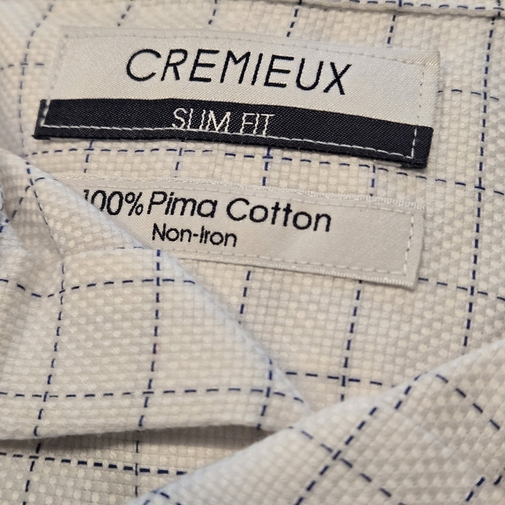 Cremieux Slim Fit Non-Iron Spread Collar Windowpane Dress Shirt size 16.5 (35) - Picture 13 of 13